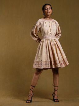 Ritu Kumar - Beige Embroidered Short Dress