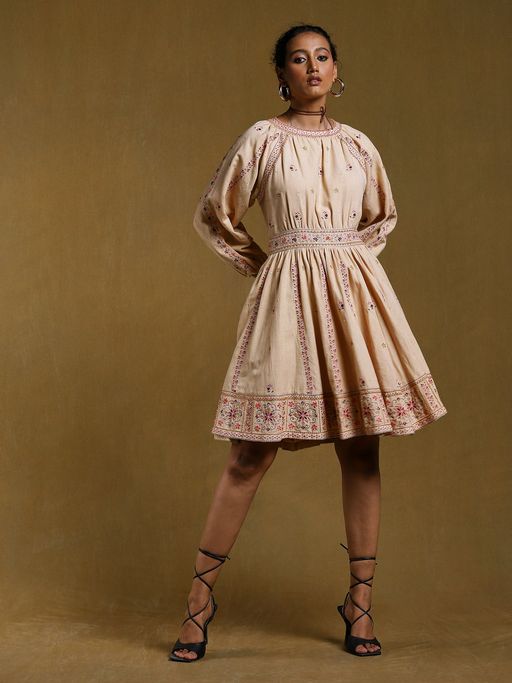 ritu kumar short dresses Buy Ritu Kumar Beige Embroidered Short Dress Online