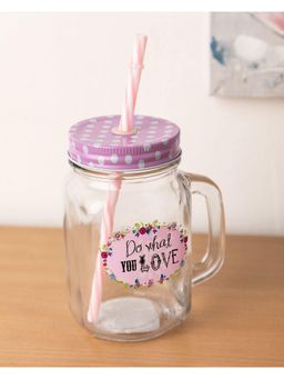 Voncasa - Mason Mug with Straw 450Ml