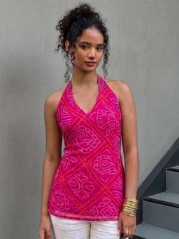 NISHORAMA - Women Pink Georgette Printed Kurti