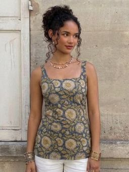 NISHORAMA - Women Green Cotton Floral Kurti