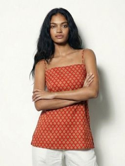 NISHORAMA - Women Red Cotton Abstract Kurti