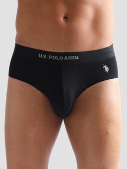U.S. POLO ASSN. - Black Elasticized Waist Solid Eb006 Briefs