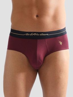 U.S. POLO ASSN. - Maroon Elasticized Waist Solid Pb004 Briefs