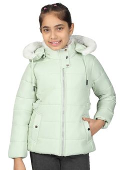 Cantabil - Girls Solid Mint Green Casual Jacket
