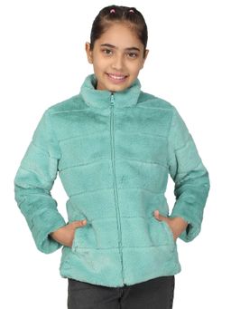 Cantabil - Girls Solid Sea-Green Casual Jacket
