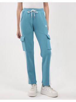 Rock.it - Teal Cotton Blend Solid Regular Fit Trackpant
