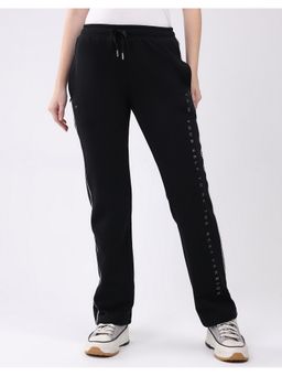 Monte Carlo - Black Polyester Blend Typography Regular Fit Trackpant