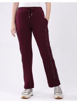 Monte Carlo - Burgundy Polyester Blend Typography Regular Fit Trackpant