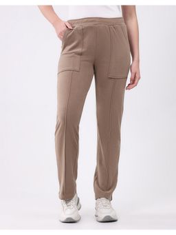 Monte Carlo - Khaki Polyester Blend Solid Regular Fit Trackpant