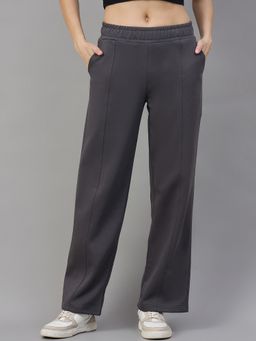98 Degree North - Women Charcoal Fleece Straight Trackpant