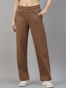 98 Degree North - Women Brown Fleece Straight Trackpant
