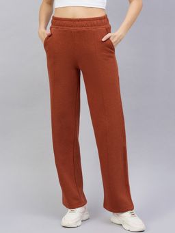 98 Degree North - Women Rust Fleece Straight Trackpant