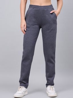 98 Degree North - Women Charcoal Fleece Slim Textured Trackpant