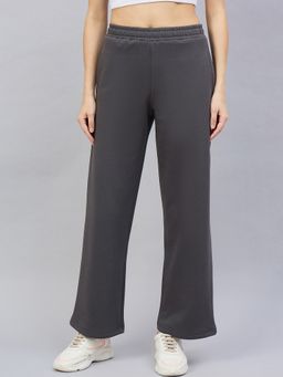 98 Degree North - Women Charcoal Fleece Straight Textured Trackpant