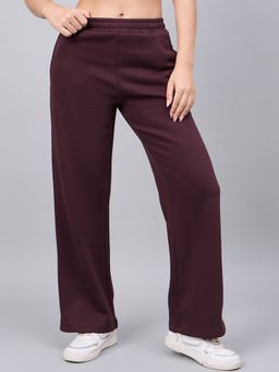 98 Degree North - Women Wine Fleece Straight Textured Trackpant