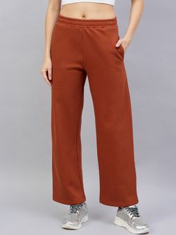 98 Degree North - Women Rust Fleece Straight Textured Trackpant