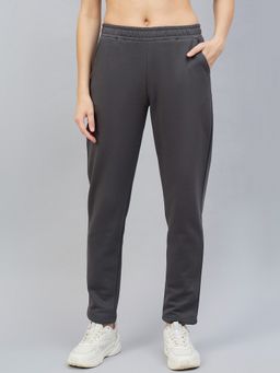 98 Degree North - Women Charcoal Fleece Straight Textured Trackpant
