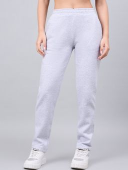 98 Degree North - Women Grey Fleece Straight Textured Trackpant