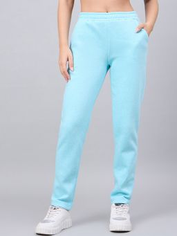 98 Degree North - Women Turquoise Fleece Straight Textured Trackpant