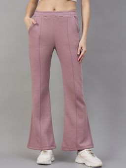 98 Degree North - Women Peach Fleece Boot Cut Textured Trackpant