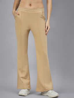 98 Degree North - Women Brown Fleece Boot Cut Textured Trackpant