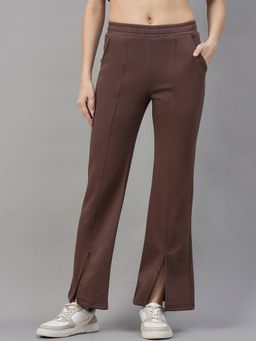98 Degree North - Women Fleece Brown Flared Textured Trackpant
