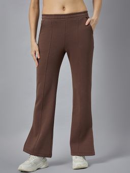 98 Degree North - Women Brown Flared Fleece Textured Trackpant