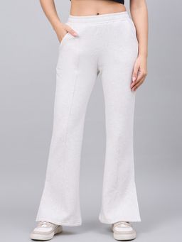 98 Degree North - Women Off White Flared Fleece Textured Trackpant