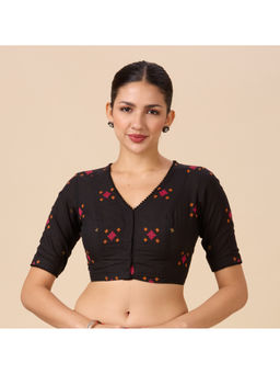 Studio Shringaar - Cotton Black Ikat Readymade Stitched Blouse
