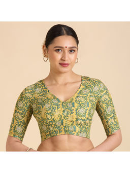 Studio Shringaar - Yellow Cotton Floral Printed Readymade Stitched Blouse