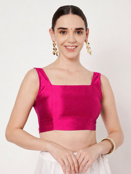 Studio Rasa - Pink Silk Blend Padded Stretchable Readymade Stitched Blouse