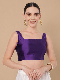 Studio Rasa - Purple Silk Blend Padded Stretchable Readymade Stitched Blouse
