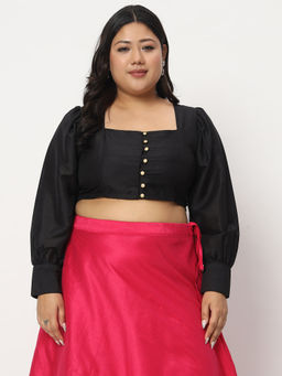 Studio Rasa - Black Plus Size Chroma Button Down Readymade Stitched Blouse