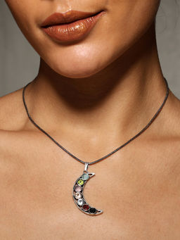 VENI - 92.5 Silver-Plated Stones Studded Oxidised Chain