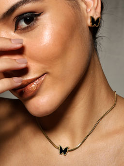 VENI - 18KT Gold-Plated Stainless Steel Enamelled Jewellery Set