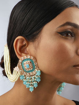 VENI - 18K Gold-Plated Kundan Studded Contemporary Earrings