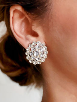 Azai by Nykaa Fashion - Royal Off-White & Gold Ethnic Kundan Studs