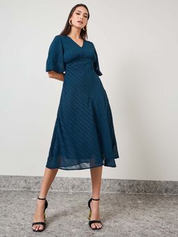 Styli - Women Dress Shine Teal