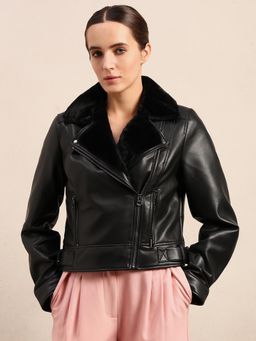 VERO MODA - Black Coated Biker Jacket