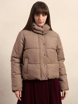 VERO MODA - Taupe Hooded Puffer Jacket