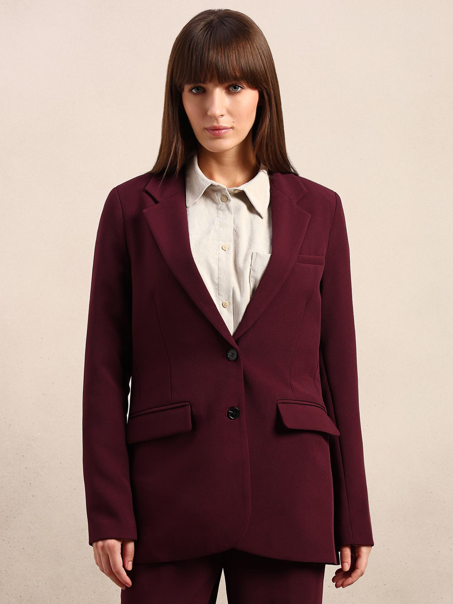 vero moda Maroon Tailored Blazer-picture-44
