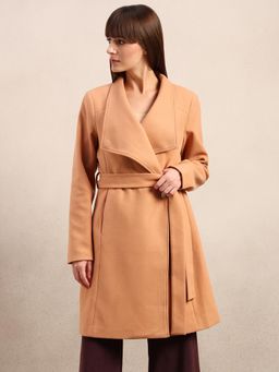 VERO MODA - Women Brown Wrap Overcoat with Belt