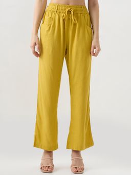 Spykar - Bitter Lemon Straight Fit Mid Rise Trousers For Women