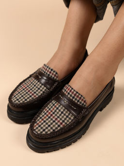 Theater - Women Dr Storm Brown Printed Penny Loafers