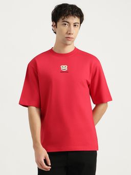 United Colors of Benetton - Men Red Pure Cotton Oversized Fit T-Shirt