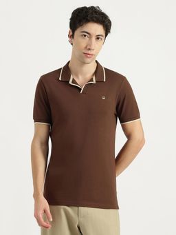 United Colors of Benetton - Men Brown Cotton/Elastane Regular Fit Polo T-shirt