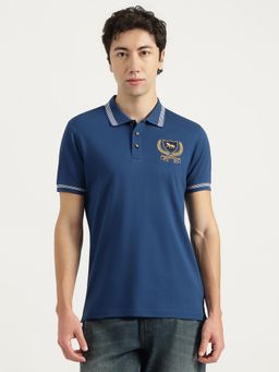 United Colors of Benetton - Men Blue Pure Cotton Regular Fit Polo T-shirt