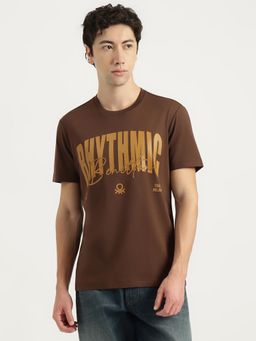 United Colors of Benetton - Men Brown Cotton Blend Relaxed Fit T-Shirt
