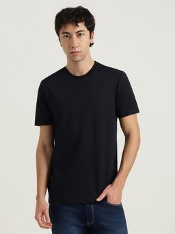 United Colors of Benetton - Men Black Cotton Blend Relaxed Fit T-Shirt